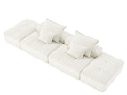 Beige / 2 Seater Sofa With 2 Ottomans