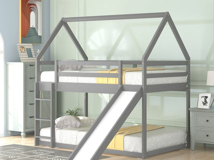 House Shape Bunk Bed With Slide And Ladder