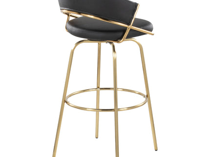 Jie - Fixed Height Contemporary Barstool With Swivel With Round Footrest (Set of 2)