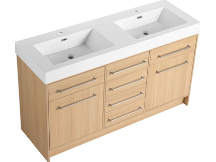 Freestanding Bathroom Vanity With Resin Sink, Soft-Closing Doors And Drawers