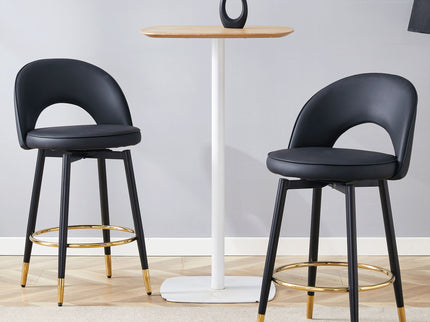 Modern Upholstered 360° Rotatable Bar Chair With Metal Legs For Dining Room (Set of 2)