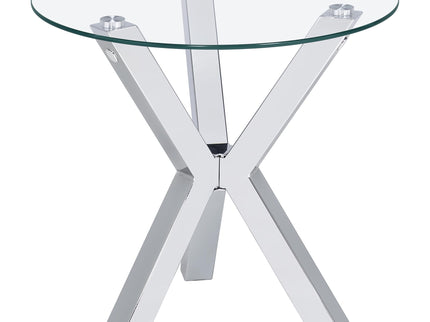 Alexa - Round Tempered Glass Top End Table - Chrome