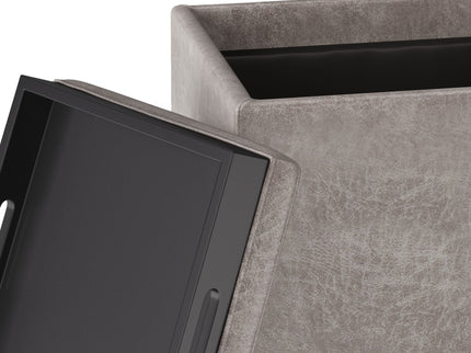 Rockwood - Upholstered Cube Storage Ottoman With Tray