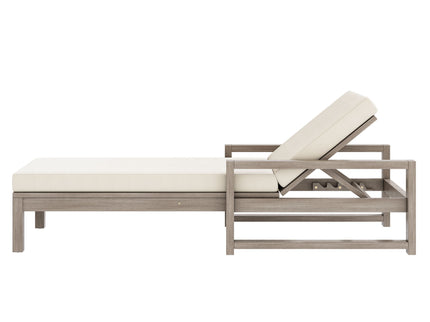 Outdoor Lounge Chairs, 5 Position Chaise Lounge With Adjustable Backrest (Set of 2) - Gray