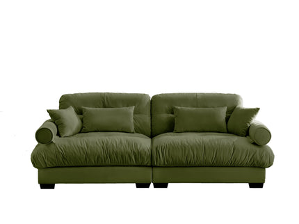 Modern Sofa With Bolstered Armrests And Pillows