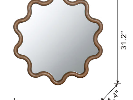 Wooden Accent Mirror With Unique Frame, Wall Mirror For Living Room Bedroom Entryway - Brown