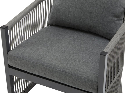 Modern Curved Aluminum Lounge Chair With Stylish Rope Weave Design And Cushioned Comfort For Outdoor