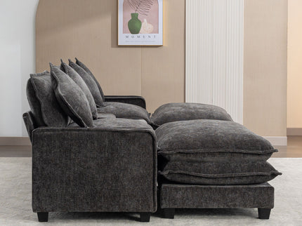Modern Sectional Sofa With Removable Ottomans, USB Ports