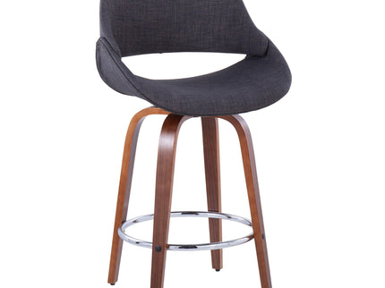 Fabrico - Mid Century Modern, Fixed Height Counter Stool With Round Footrest (Set of 2)