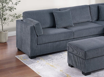 Sectional Sofa Set With Reversible Left / Right Chaise And Matching Cocktail Ottoman
