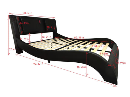 Platform Bed Frame With LED Lighting, tooth Music, Vibration Massage