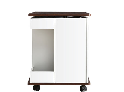 Adjustable End Table With Wheels, 360°Rotating Top And Storage Space