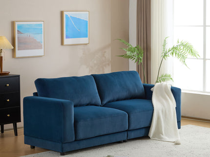 Modern Square Arm Sofa With Soft Fabric Upholstery, Deep Cushions