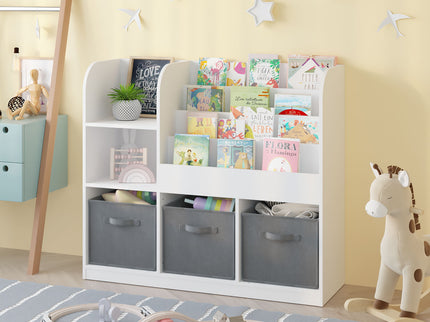 Bookcase And Bookshelf With 3 Collapsible Drawers, Multifunctional Display Stand