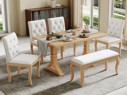 Dining Set With Bench, 6 Piece