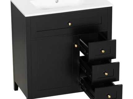 Bathroom Vanity With Sink, 3 Drawers And Adjustable Shelf