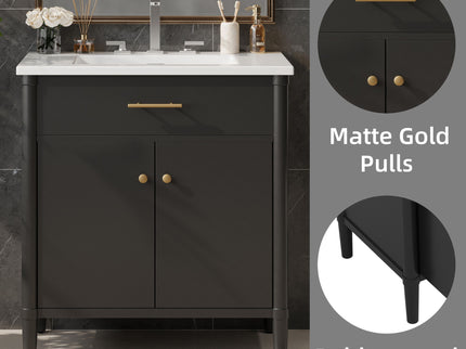 Bathroom Vanity With Sink, Soft Close Doors And Adjustable Shelf