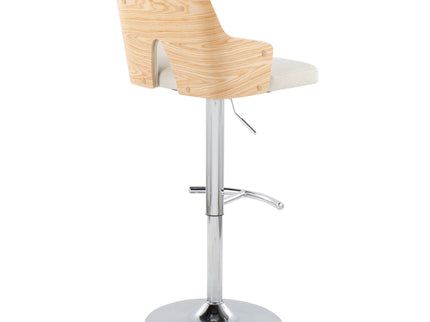 Stella - Contemporary Adjustable Barstool Stool With Swivel & Rounded T Footrest (Set of 2)