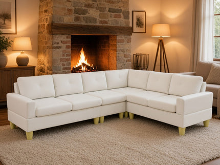 Modular L - Shaped Sectional Sofa 6 Seater 4 Piece Couch With Chaise