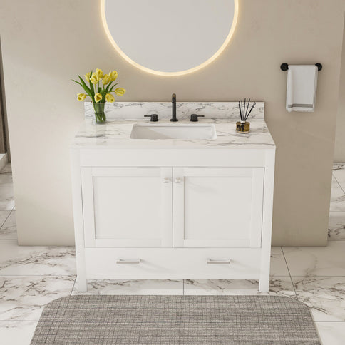43" Bathroom Vanity Multi Functional Cabinet - White