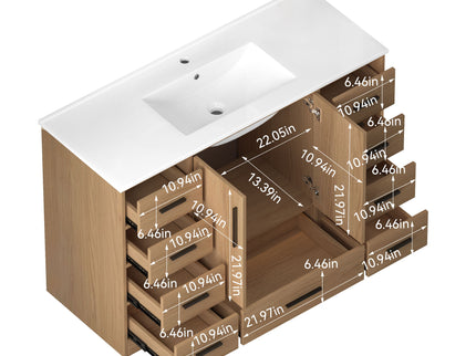 Bathroom Vanity With Abundant Storage 2 Soft Close Doors And 9 Drawers