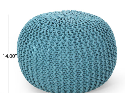 Moro - Knitted Round Pouf With Pumpkin Shape