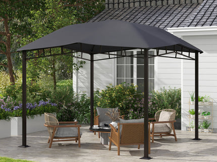 Outsunny - 10' x 10' Soft Top Patio Gazebo Outdoor Canopy With Unique Geometric Design Roof, All-Weather Steel Frame - Gray