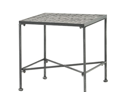 Outdoor Square Side Table With X Shaped Iron Frame - Black