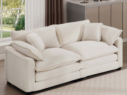 Modern 2 Seater With 4 Pillows, Upholstered Deep Seating Loveseat