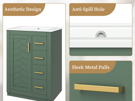 Modern Bathroom Vanity With 1 Door And 3 Drawers