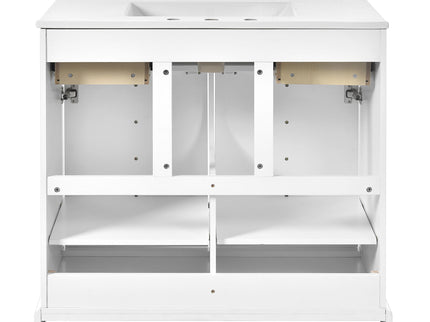 Retro Bathroom Vanity With Sink, Storage Cabinet, Freestanding With 2 Drawers & Soft-Closing Doors