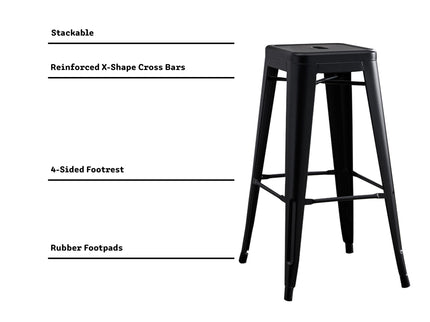 Backless Bar Stools (Set of 2) - Black