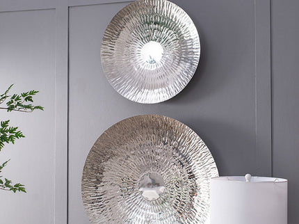 Textured Oversized Disc, Wall Decor For Living Room (Set of 3) - Silver
