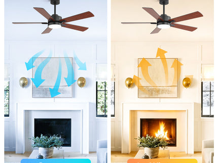 Reversible DC Motor Ceiling Fan With Dimmable LED Light For Living Room