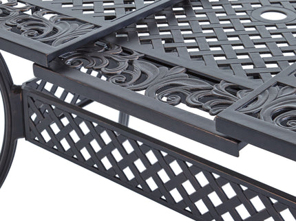 Outdoor Extendable Aluminum Dining Table With Pattern Table Top And Curved Legs - Copper