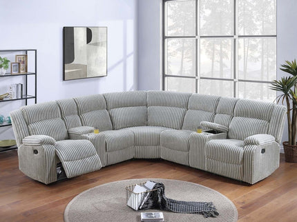 Sectional Sofa Set With Console Cup Holders, 3 Piece Reclining Living Room Couch - Gray Ash
