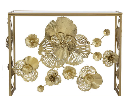 Console Table With Mirrored Glass Top, Modern Entryway Table For Living Room Foyer Entryway - Gold