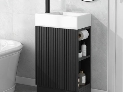 Modern Bathroom Vanity With Sink And 2 Tier Shelf