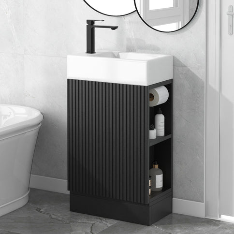 Modern Bathroom Vanity With Sink And 2 Tier Shelf