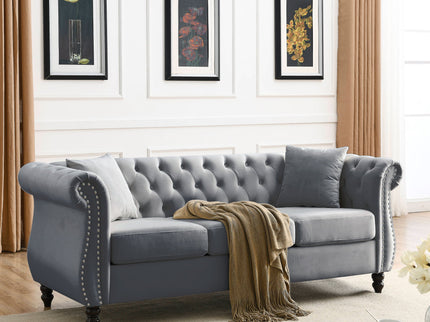 Chesterfield Sofa With Rolled Arms And Nailhead Trim