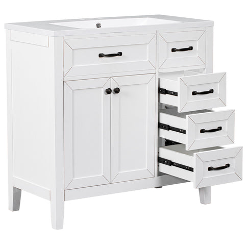 Modern Bathroom Vanity With Sink, Freestanding With Drawers And Doors