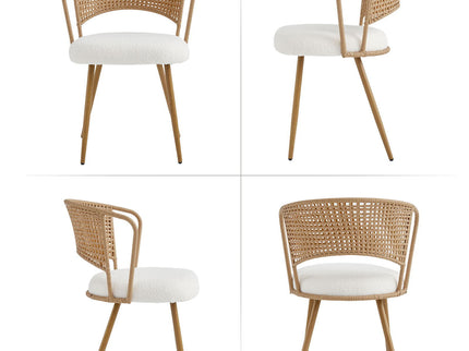 Dining Chairs With Wing Back Design For Kitchen (Set of 2) - Beige / Brown