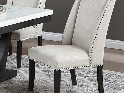 Upholstered Wingback Dining Chairs With Nailhead Trim (Set of 2) - Antique Black
