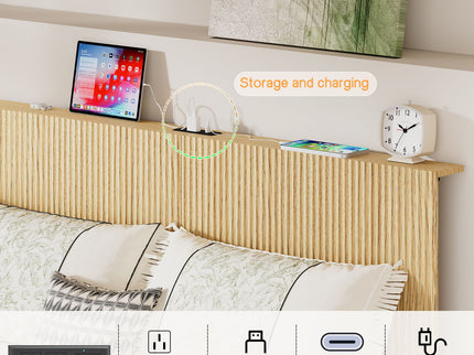 Floating Bedstead With Charging Station And LED Lights