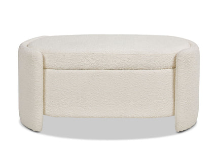 Fuji - Oval Storage Bench, Upholstered - Ivory White