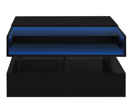 Lift Top Coffee Table With 2 Drawers, Hidden Space And LED Lights For Living Room