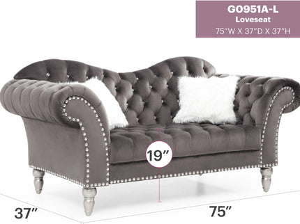 Elegant Round Arm Loveseat