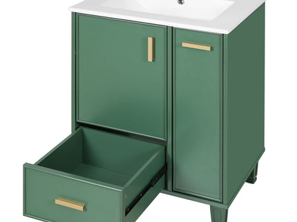 Bathroom Vanity With Sink, Deep Drawer, Door Shelf, 2 Tier Basket