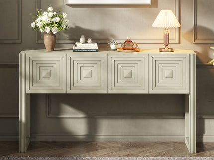 Geometric Carved Console Table With 3 Soft Close Drawers
