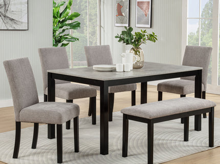 6 Piece Dining Table Set With Bench And Chairs
